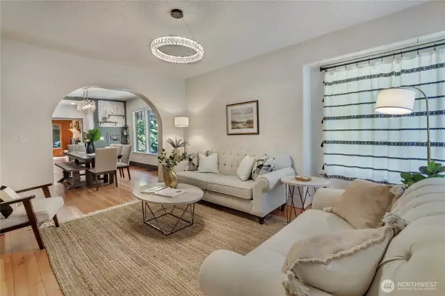 So much natural light in this living room
