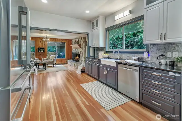 This remodeled kitchen with updated appliances is perfect for entertaining.