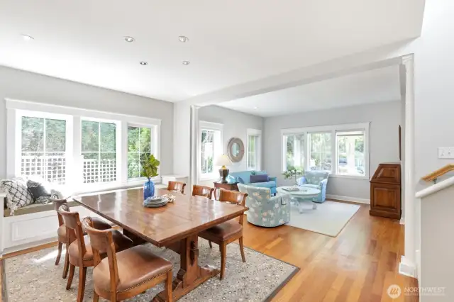 Beautiful hardwoods and built-in love seat