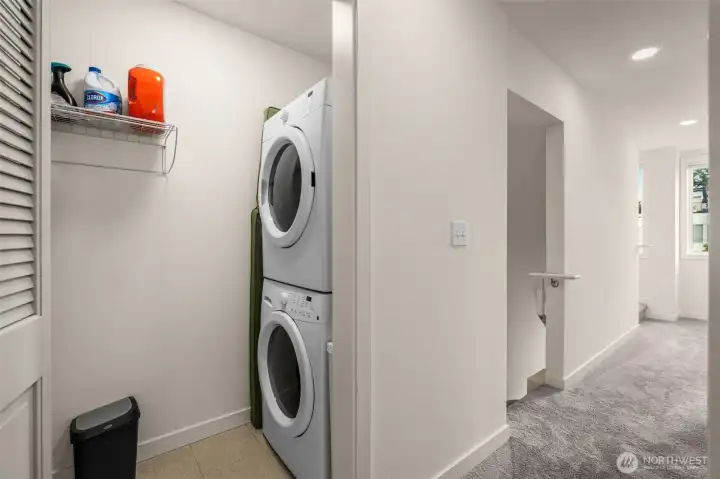 Utility room on 2nd floor with full size W/D.