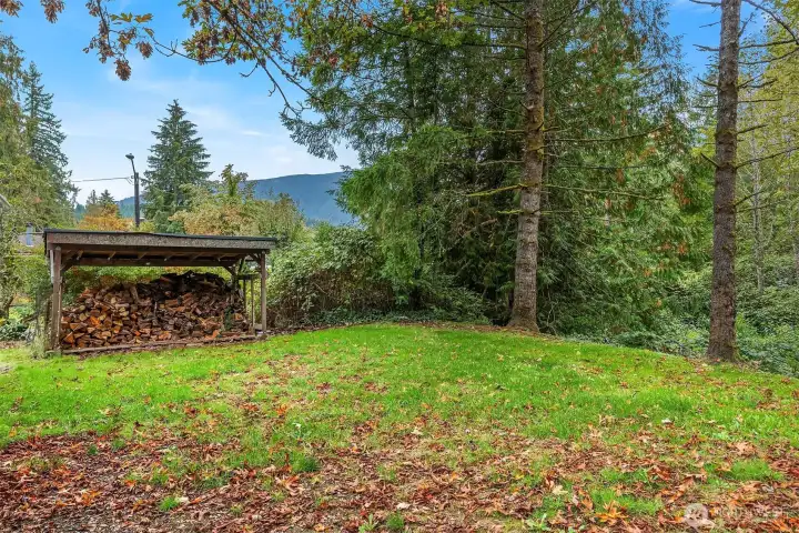Wood storage shed.
