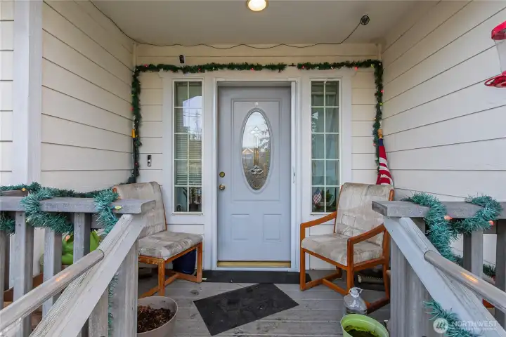 The front porch is nice sized and an attractive entrance