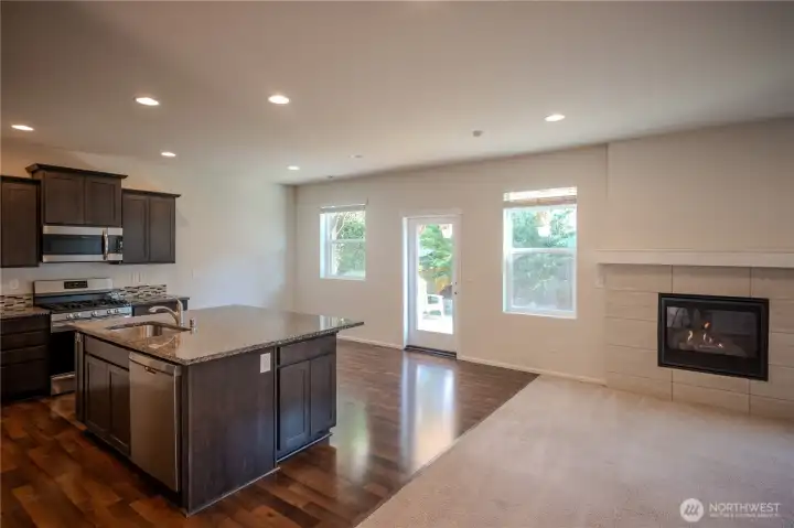 Large kitchen island and room for a table