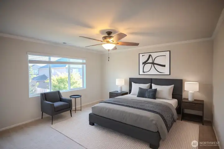 virtually staged master bedroom