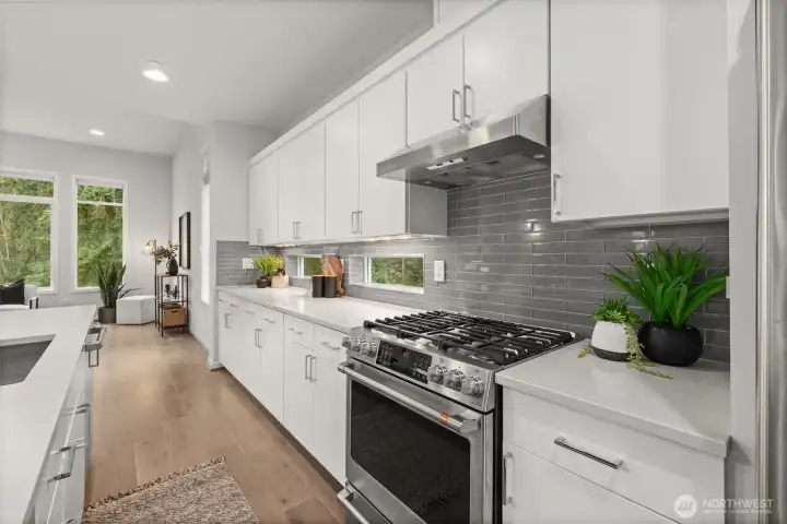 Kitchen with eating space (staged)