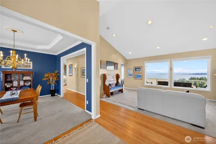 Main floor living room and formal dining room