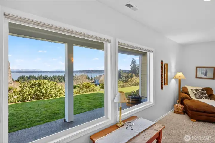 Daylight basement views of the sound and mountains