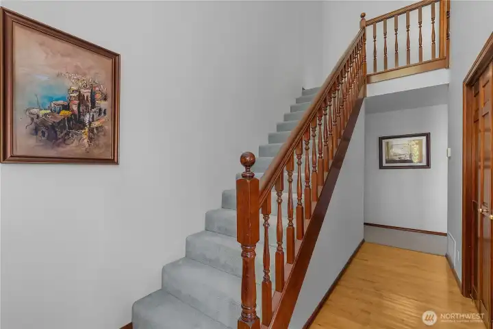 Head upstairs to the private primary retreat above the main living spaces. Head upstairs to the private primary retreat above the main living spaces.