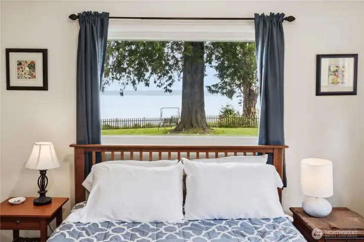 One of two bedrooms, this one is on the water side of the home.