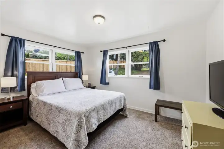 The bedroom at the rear of the home.