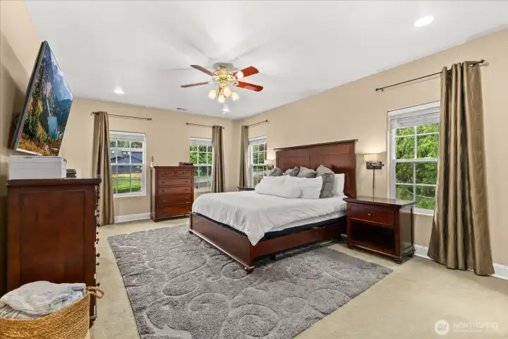 Luxurious primary suite designed for comfort and relaxation