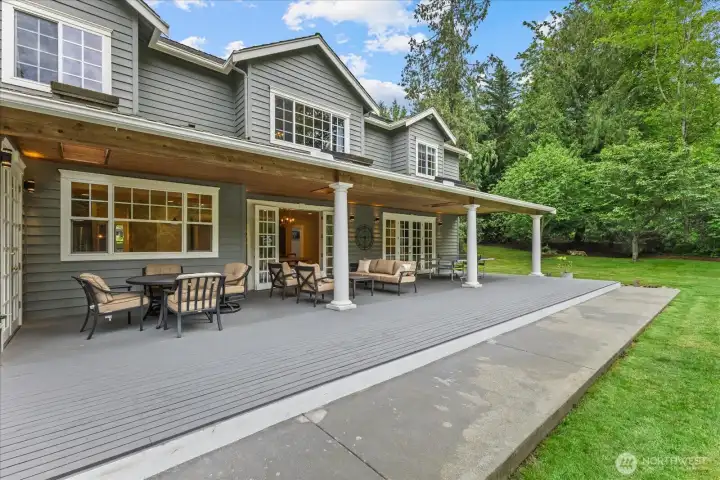 Large covered back deck perfect for year-round entertaining and outdoor enjoyment
