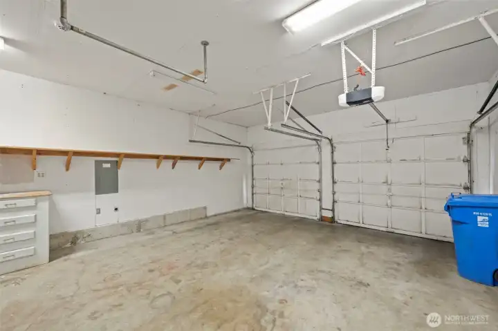 Large 2 car garage.