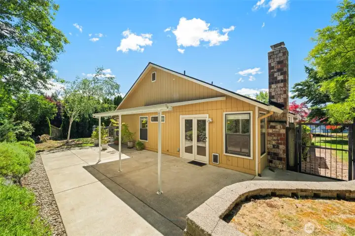 Extend living outdoors under the covered patio.