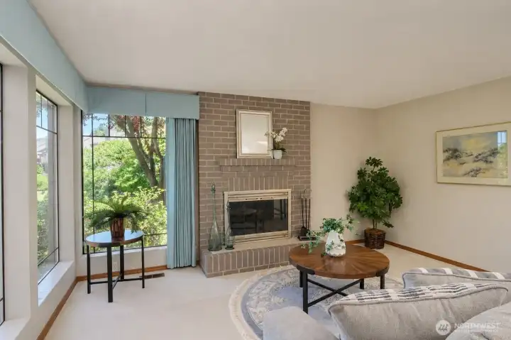 Formal living room with fireplace