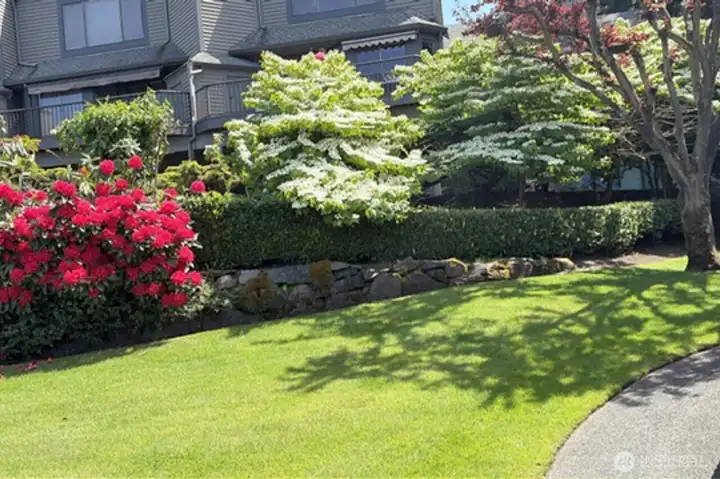 Beautiful mature landscaping surrounding the home