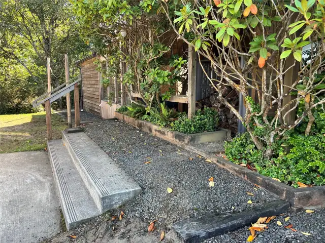 Steps that lead to the detached garage.