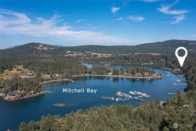 The location on Mitchell Bay. Snug Harbor in the right foreground.