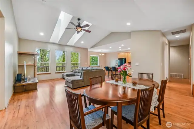 From the dining room, looking into the living room and Kitchen