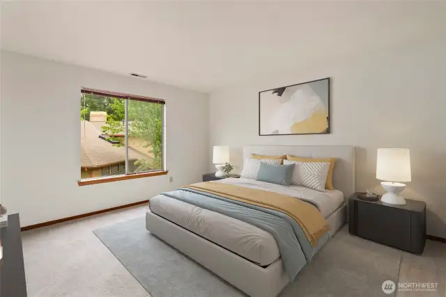 Primary Bedroom w Ensuite Bath Virtually Staged