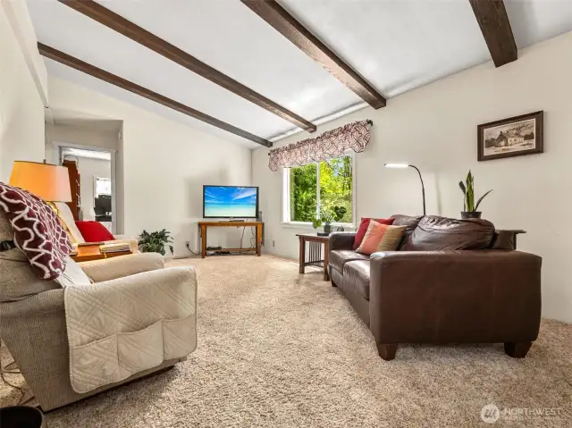 Vaulted Family Room & natural light gives you a spacious feel.