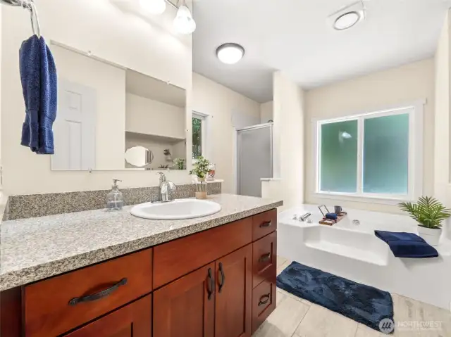 Spacious 5-piece Bath off Primary Suite.