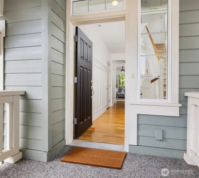 Front entry via covered front porch.