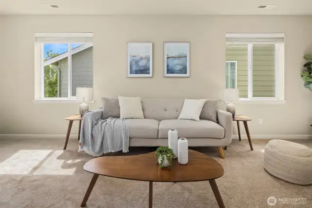 Bonus room/ office with windows allowing natural light to fill the space.
