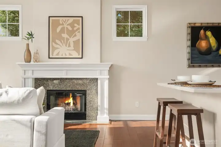 Unwind with a favorite book beside the cozy gas fireplace.