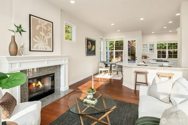 Strand bamboo flooring flows seamlessly throughout the first floor.