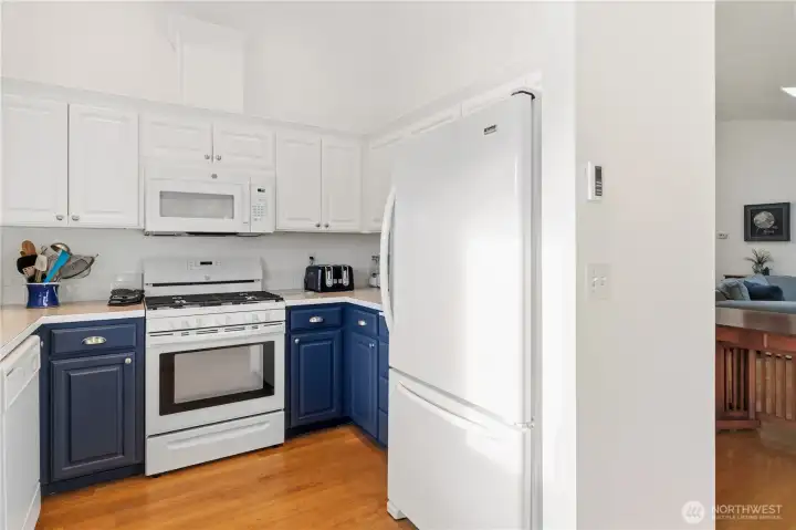 Fridge has a bottom freezer for more convenience.