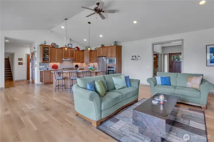 Great Room adjoins to the open gourmet kitchen