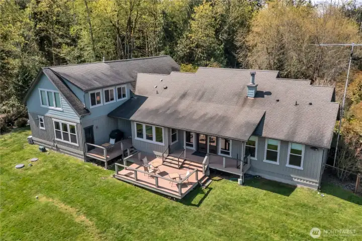 Aerial view of back side of house