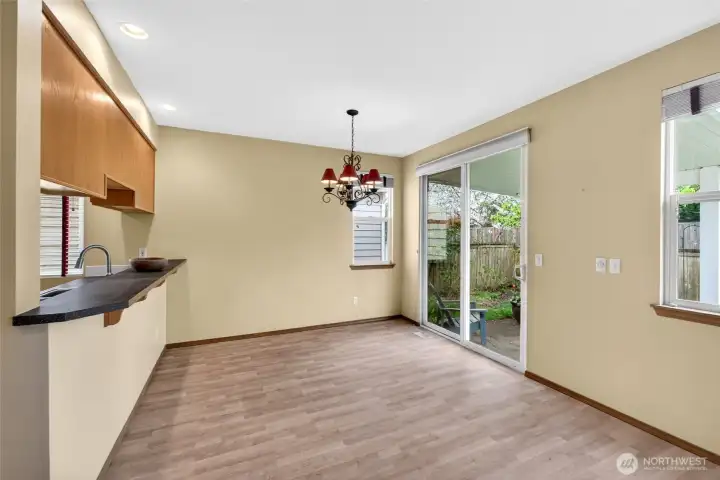 Comfortable dining space designed for both casual dinners and gathering with friends.