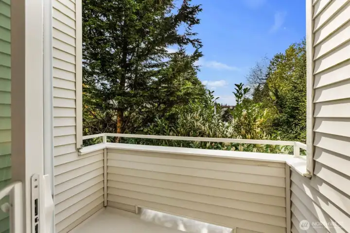 Large patio backs up to a greenbelt