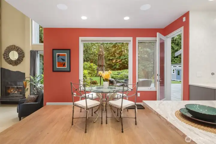 Upgraded windows featuring motorized exterior shades.