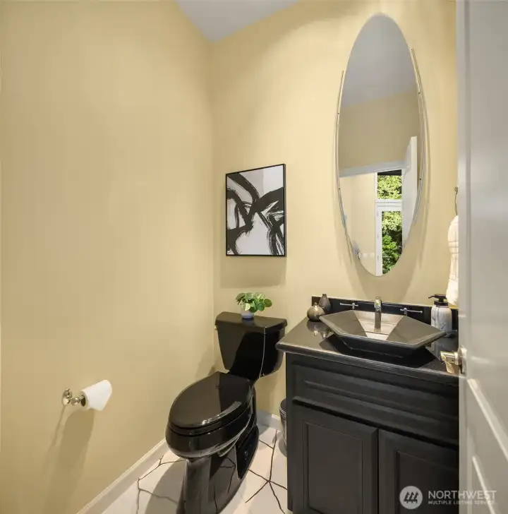 Powder room on the main level.