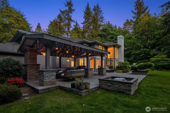 Expansive patio with integrated lighting