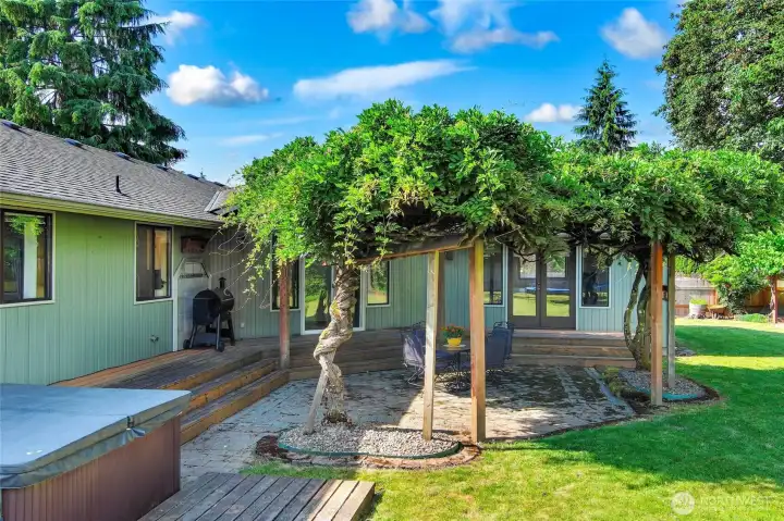Patioview of Wisteria Trellis
