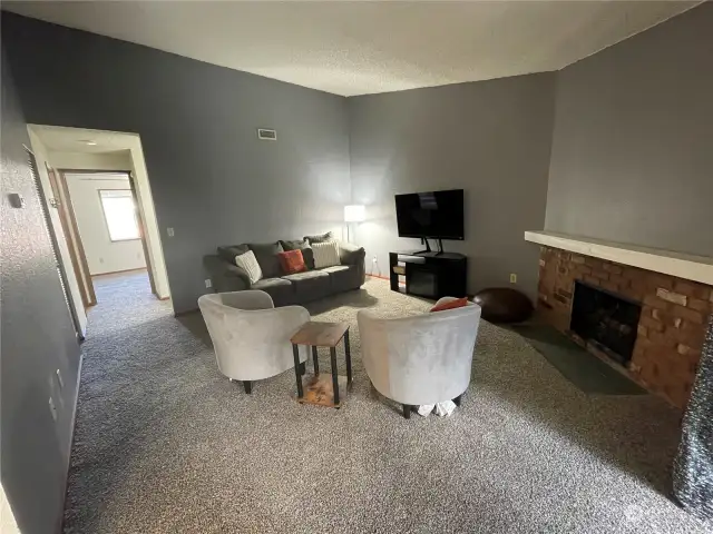 Living room from sliding glass door to deck