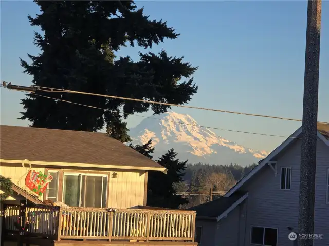 View of Mt Rainier from front of home