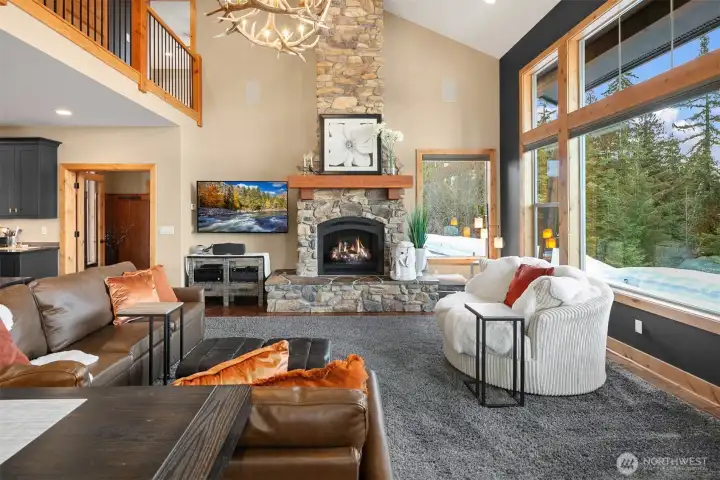 This home is north-facing toward the Stewarts but with all the huge windows it is still flooded with light all day.