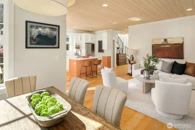 Custom bespoke touches are evident throughout the home.  Solid wood flooring enhances the main floor and upstairs spaces.  No carpet!