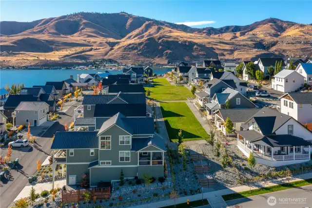 Aerial view of home on Vineyard Park.