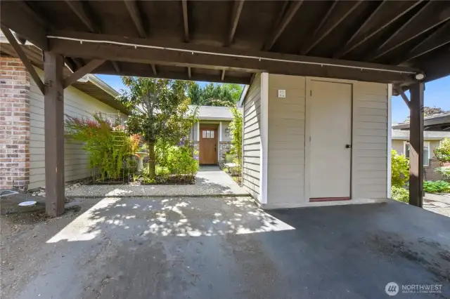 This property offers the convenience of a two-car covered carport with an attached private storage room—an ideal combination for both protection and organization.