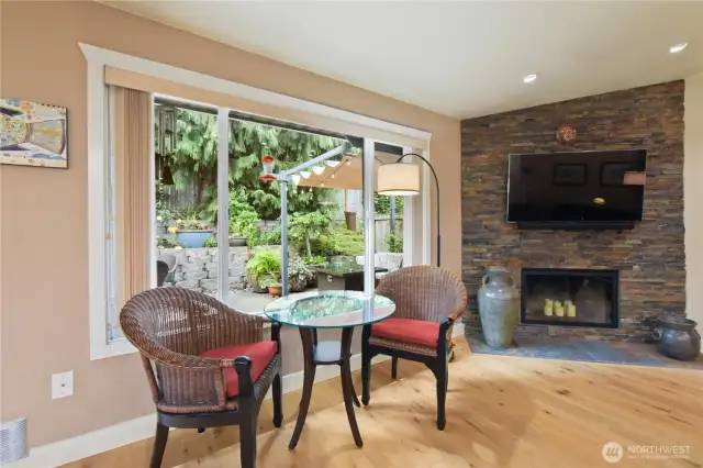 This space is the heart of the home—perfect for intimate dinners for two or enjoying breakfast in the morning while watching the hummingbirds from the picture window