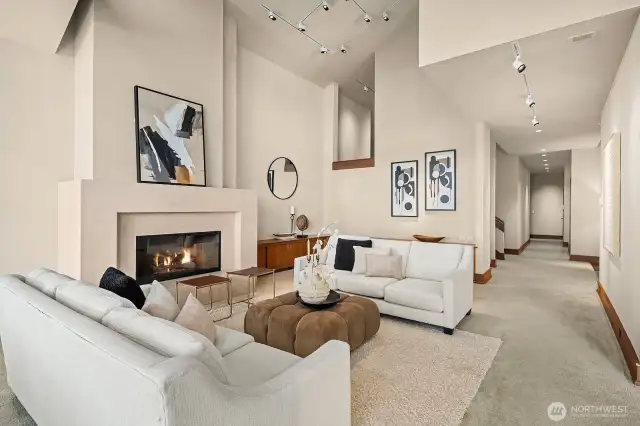 Off the main floor hallway are a bedroom and a quiet office—ideal for guests or working from home.
