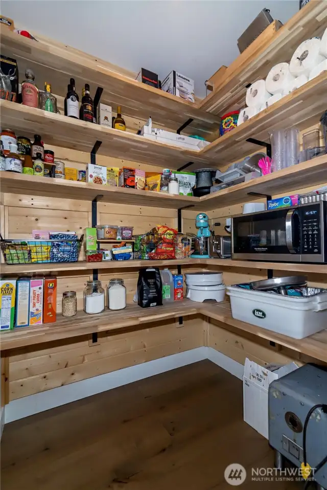 Amazing pantry with custom shelves