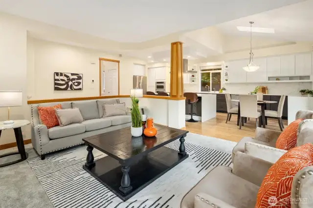 Cozy family room with built-ins and warm, inviting charm.
