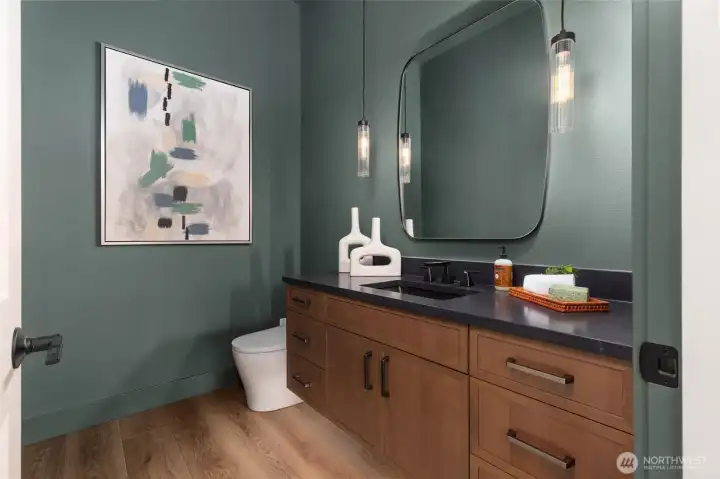 powder room with smart toilet.